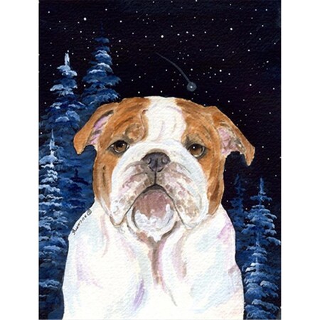 Carolines Treasures Starry Night English Bulldog Canvas Flag - House Size- 28 x 40 in. SS8447CHF